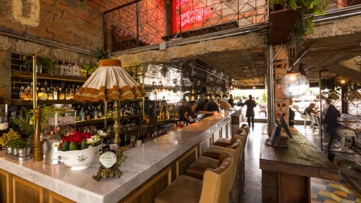 Interieur van een hip restaurantje